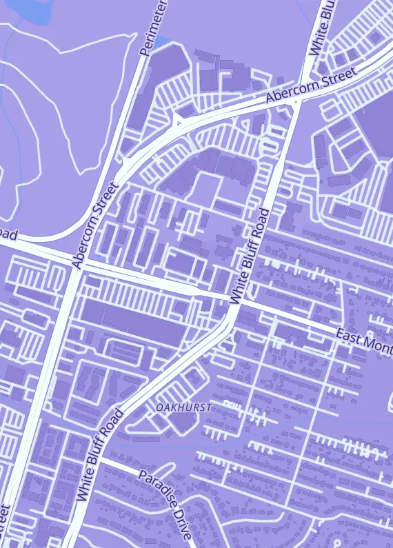 Street map around Morningstar Games, 30 W Montgomery Cross Rd Ste B, Savannah, GA