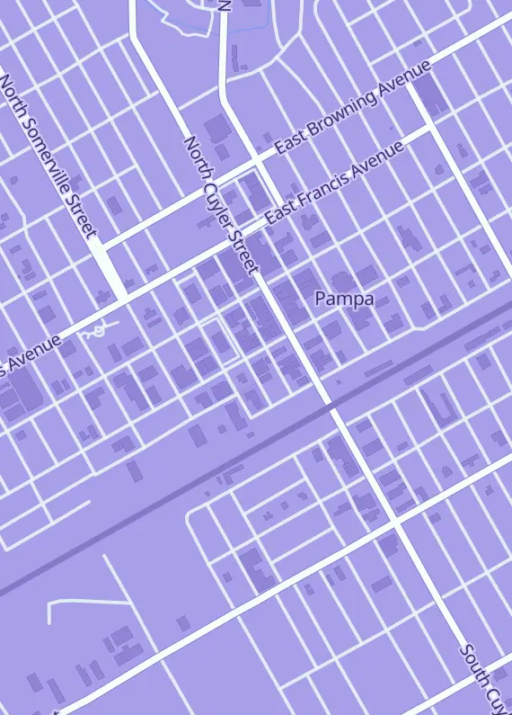 Street map around Mushyhead Comics, 117 W Foster Ave, Pampa, TX