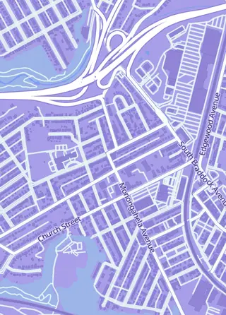 Street map around Mustang Comics, Swissvale
