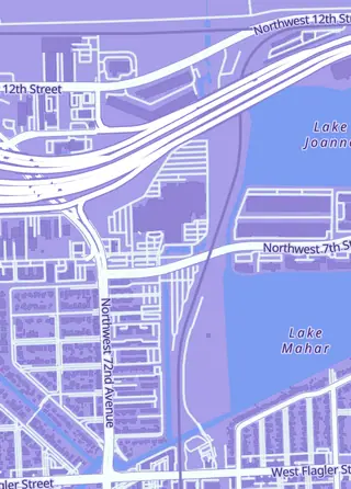 Street map around Mythic Hobbies, Miami