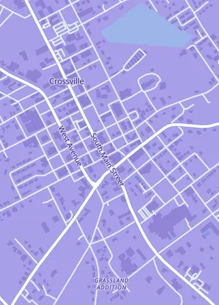 Street map around Nat20 Games, Crossville