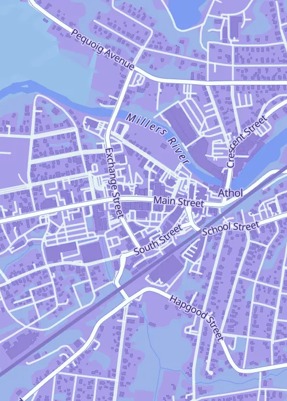 Street map around Never Grow Up, 463 Main St, Athol, MA