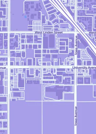 Street map around Nevermore Game Club, Riverside