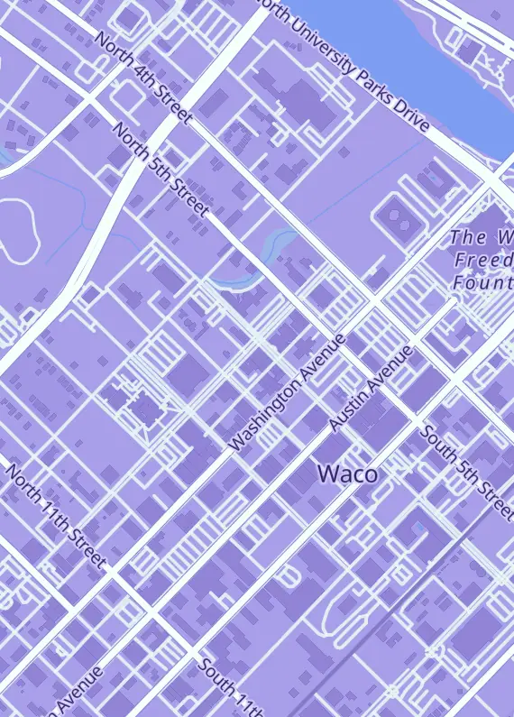 Street map around Nexus Esports, 600 Columbus Ave Ste 102, Waco, TX