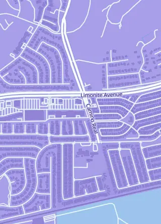 Street map around Nexus Tabletop Games, Jurupa Valley