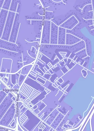 Street map around Nightwing's Gaming Loft - Video Game Birthday Party / Trading Card Shop, Forestville