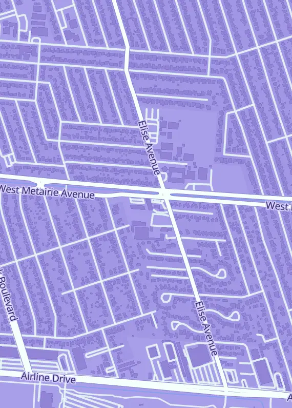 Street map around NOLA TCG Experience, 5928 W Metairie Ave, Metairie, LA