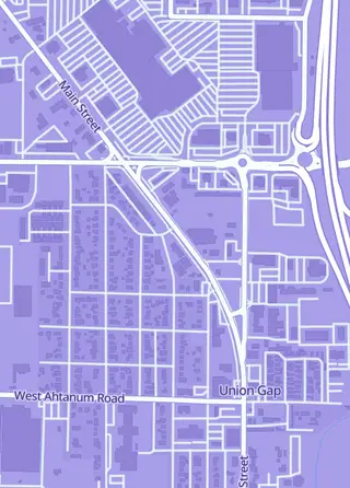 Street map around North Town Card Vault, Union Gap