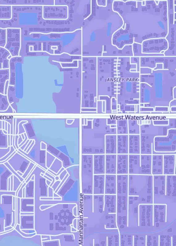 Street map around Oblivion Games Tampa, 4350 W Waters Ave, Tampa, FL