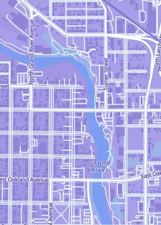 Street map around Old Town Card Spot, Lansing