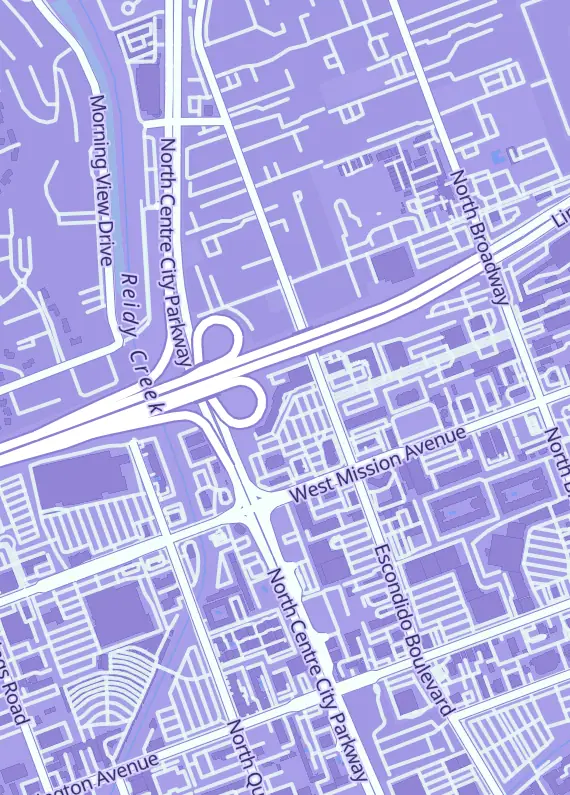 Street map around On-Board Gaming, 316 W Mission Ave Ste 117, Escondido, CA