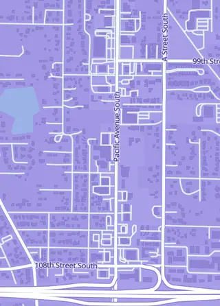 Street map around Pacific Antiques Mall, Tacoma