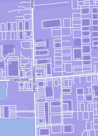 Street map around Paladin Cards, Shelby Township