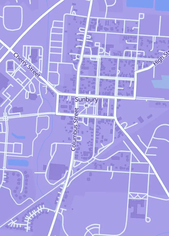 Street map around Paradise Hobbies LLC, 21 E Granville St #673, Sunbury, OH