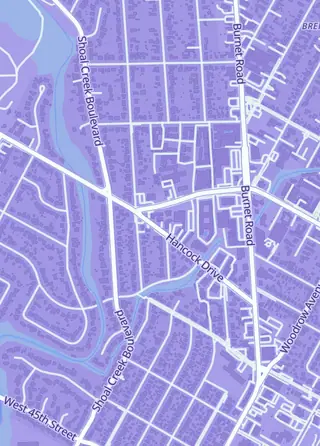 Street map around Pat's Games, Austin