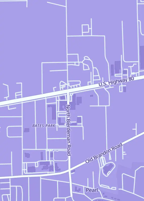 Street map around Penta Smite Gaming, 438 N Bierdeman Rd, Pearl, MS