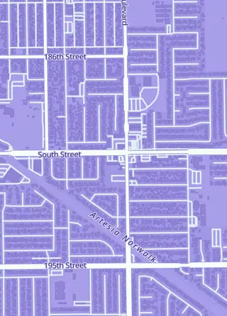 Street map around Perfect Rares Card Center, Artesia