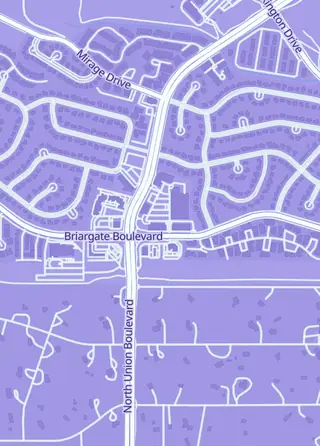 Street map around Petrie's Family Games, Colorado Springs