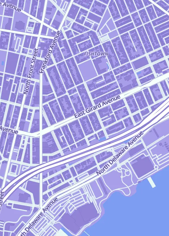Street map around Philly TCG, 310 E Girard Ave, Philadelphia, PA