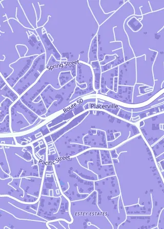 Street map around Placerville Trading Post, Placerville