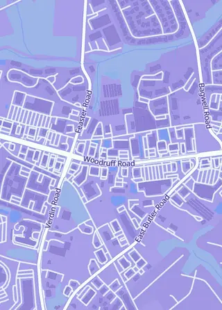 Street map around Planet Comics, Greenville