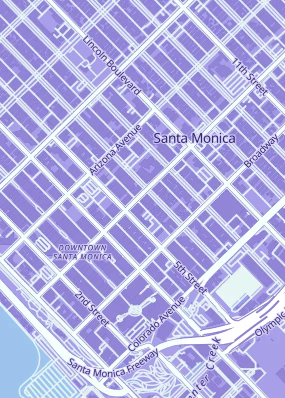 Street map around Poke Paradise & Sports Cards, 530 Santa Monica Blvd, Santa Monica, CA