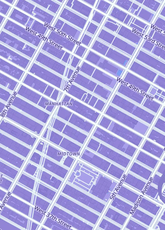 Street map around PokeeliteVault, 123 W 45th St, New York, NY