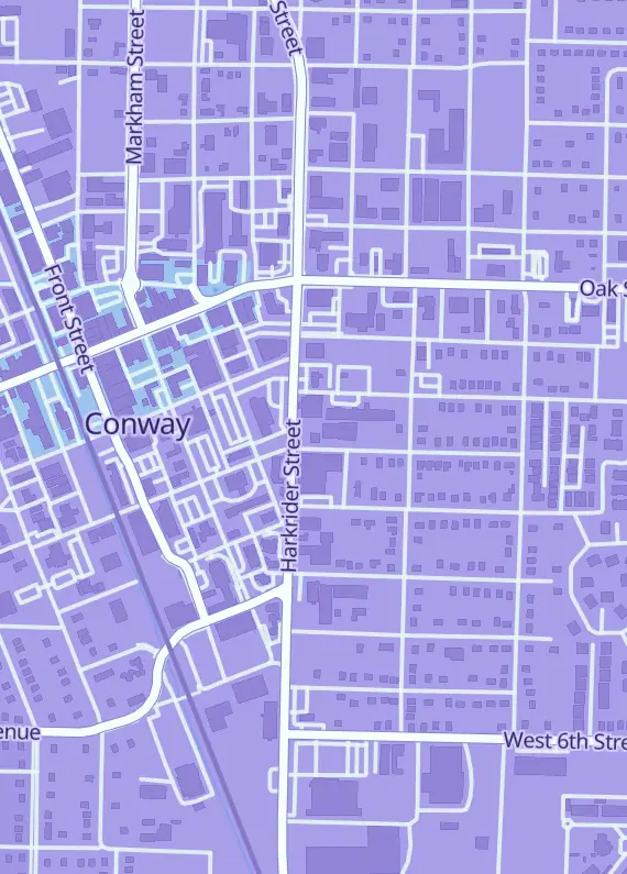 Street map around Pop-Up! Games and More, 700 Harkrider St, Conway, AR