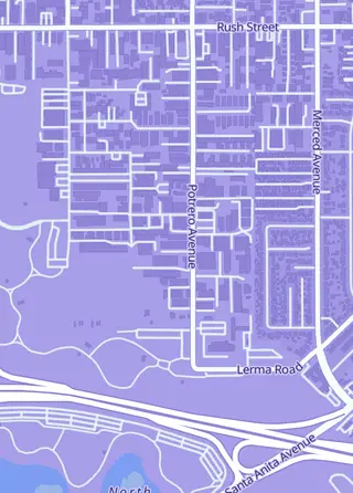 Street map around Popnation, South El Monte