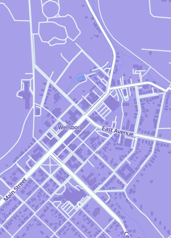 Street map around Pop's Culture Shoppe, 25 Main St, Wellsboro, PA