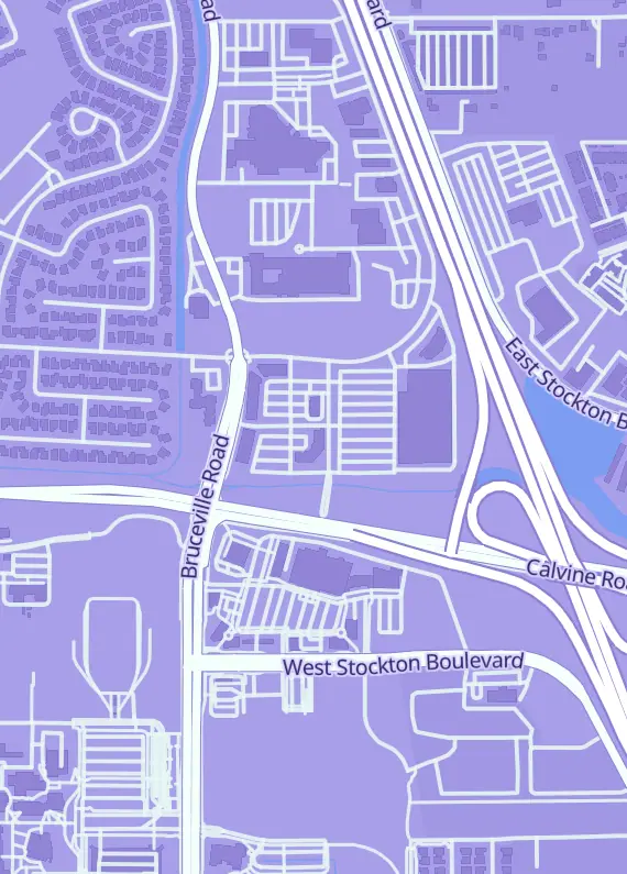 Street map around Pull N Play Tabletop Games, 8241 Bruceville Rd #190, Sacramento, CA