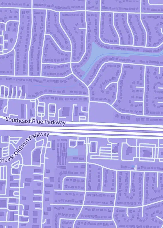 Street map around Pulp Fiction Comics & Games, 1100 SE Blue Pkwy, Lee's Summit, MO