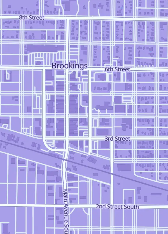 Street map around Rabbits Den Gaming, 420 4th St, Brookings, SD