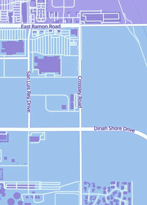 Street map around Rated Comics, 913 Crossley Rd, Palm Springs, CA