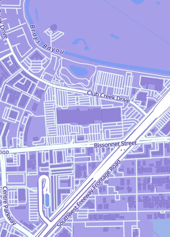 Street map around Ready Steady Games, 9700 Bissonnet St Ste 1500 #H3, Houston, TX