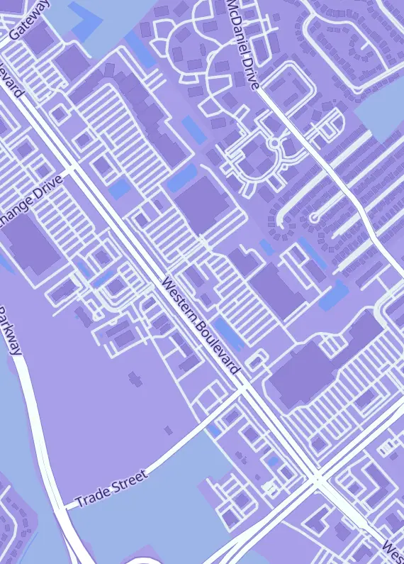 Street map around Retro Quest, 1128 Western Blvd, Jacksonville, NC