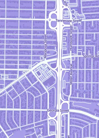 Street map around RetroEdge Games, Vallejo