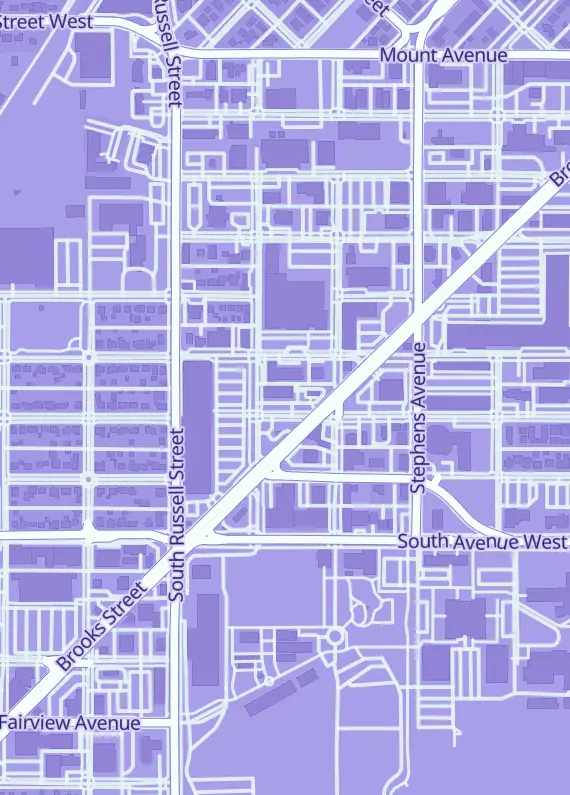 Street map around Retrofix Games, 1118 W Central Ave, Missoula, MT