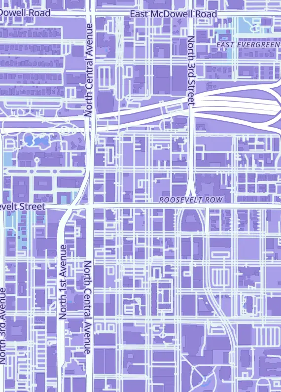 Street map around Rip Valley Sports Cards And Culture Shop, 1014 N 2nd St, Phoenix, AZ