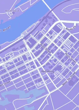 Street map around Rivertown Games, Red Wing