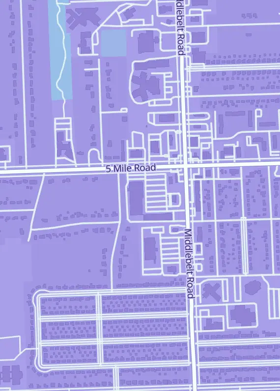 Street map around Riw Hobbies, 29571 5 Mile Rd, Livonia, MI
