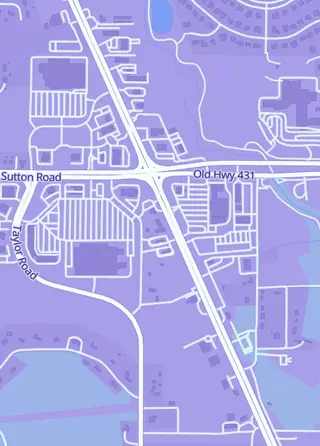 Street map around Rocket City Toys, Owens Cross Roads