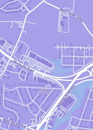 Street map around Rocket's Hideout, Lexington