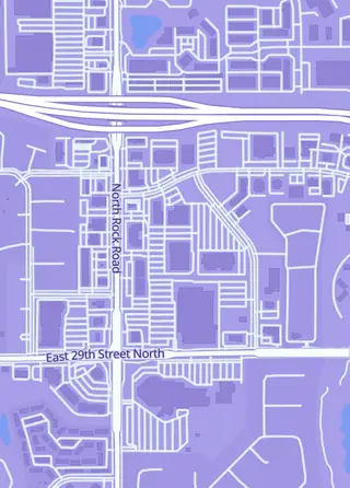 Street map around Rock's Dugout, Wichita
