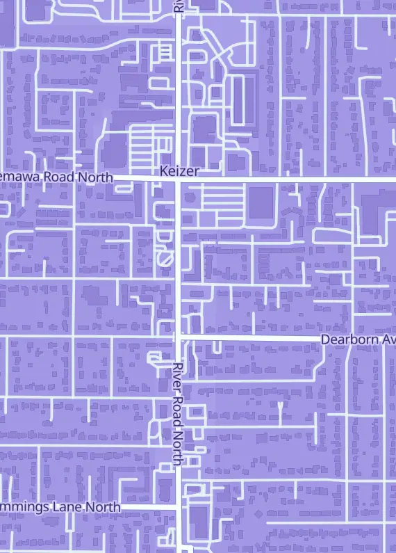 Street map around Rogue Knights Llc Tabletop Games And Trading Cards, 4904 River Rd N, Keizer, OR