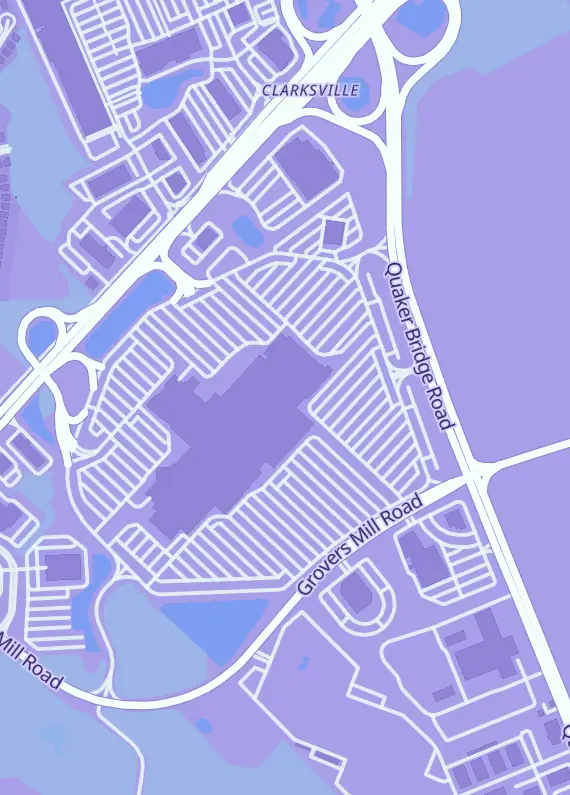 Street map around Round 2 Gaming, 3320 US Highway, 1 Quakerbridge Mall Unit 256, Lawrence Township, NJ