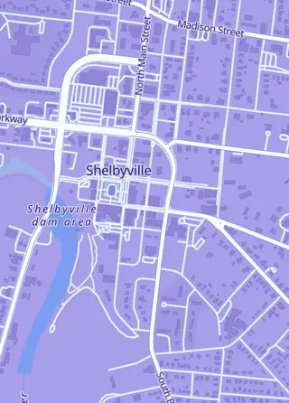 Street map around Sad Dog Games & Hobbies, Shelbyville