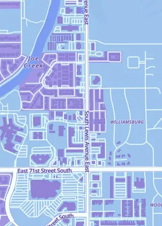 Street map around Safe Room Games, Tulsa
