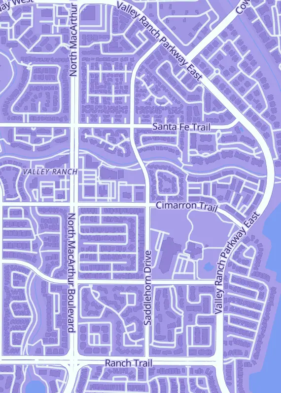Street map around Sanctuary Books And Games, 305 Cimarron Trail #180, Irving, TX