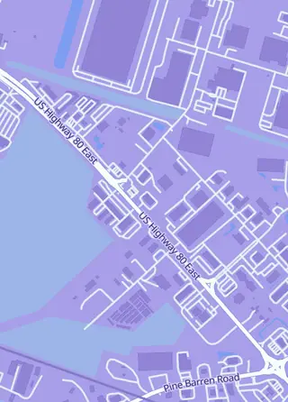 Street map around Savannah Lion Games, Pooler